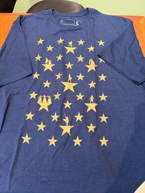 Hamilton London Production Navy Tee with Gold Star Pattern